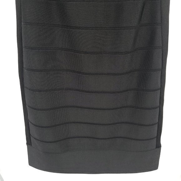 French Connection Bandage Herve Leger-Style Elbow Sleeve Dress 2 Black Halloween - Picture 13 of 16
